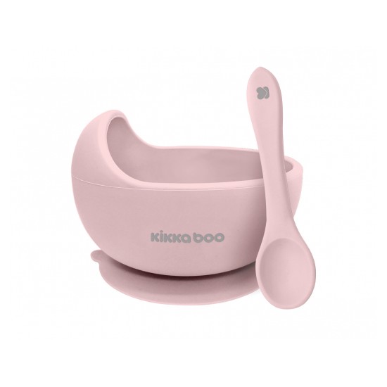Kikka Boo - Μπολ Φαγητού Σιλικόνης με Κουτάλι Yummy Pink