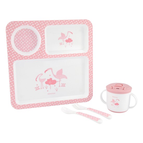 Kikka Boo - Παιδικό Σετ Φαγητού Flamingo Pink 4τεμ. (4+ μηνών)