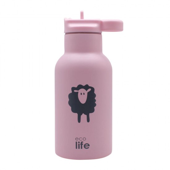 Ecolife - Παιδικό Ανοξείδωτο Παγούρι Θερμός Animals Sheep Ροζ 350ml