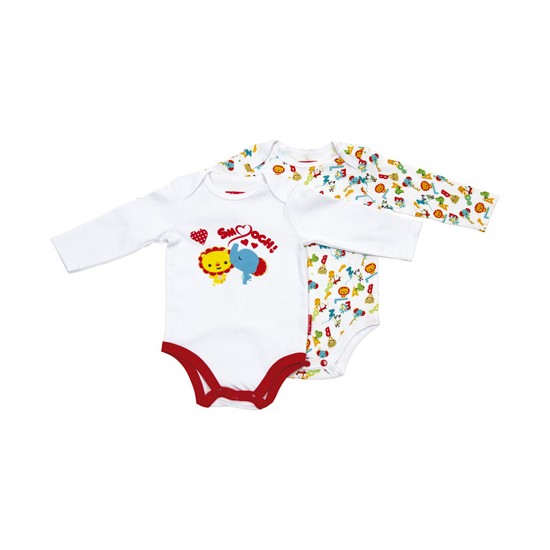 Fisher Price - Σετ 2 βρεφικά κορμάκια βαμβακερά μακρυμάνικα λιονταράκι...