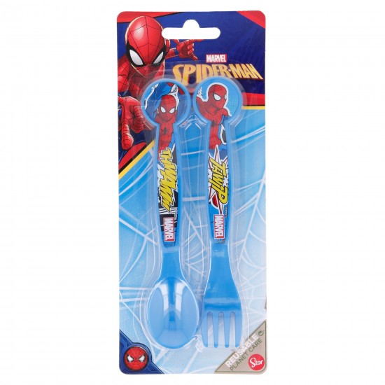Stor - Σετ παιδικό κουτάλι και πιρούνι Spiderman Streets